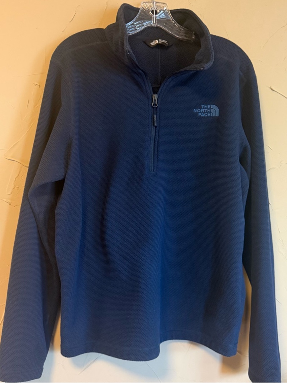 The North Face Men's Medium Texture Cap Rock Fleece Navy 1/4 Zip Gorpcore Cabin
